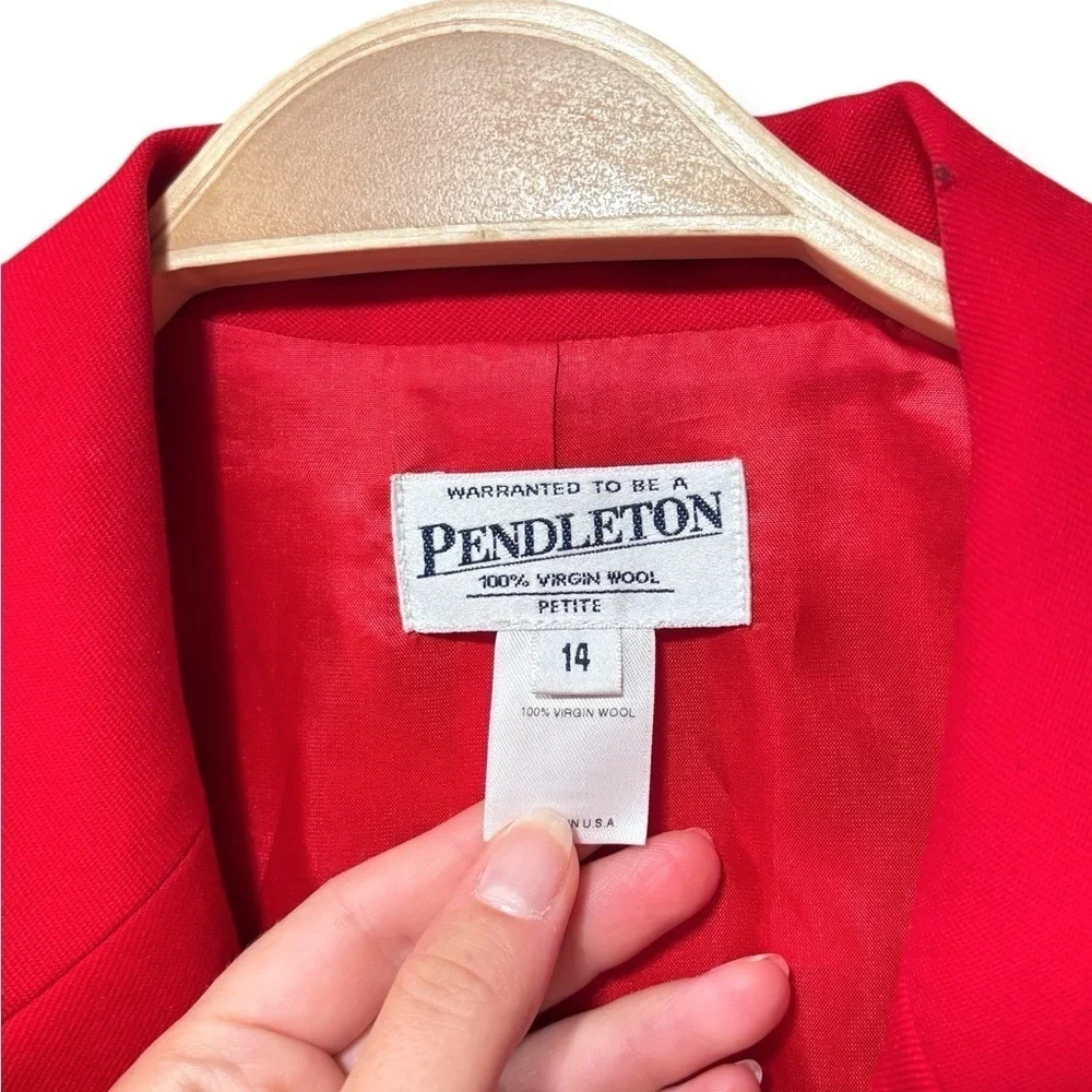 Pendleton 100% Virgin Wool Blazer in Vibrant Cherry Red Jacket Size 14